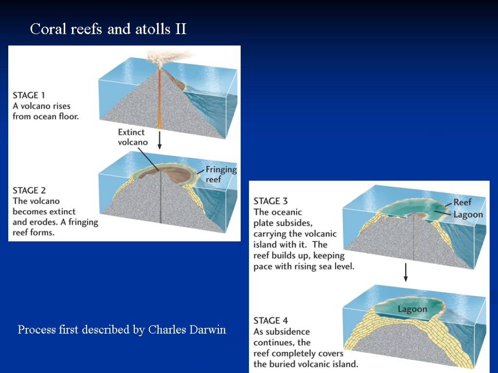 Coral reefs and atolls II Process first described by Charles Darwin